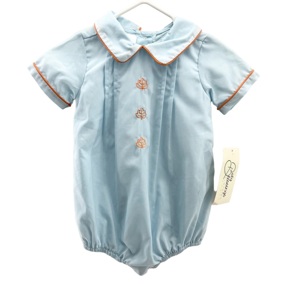 NWT Baby Blessings Newborn Boutique Blue Fall Leaves Onesie